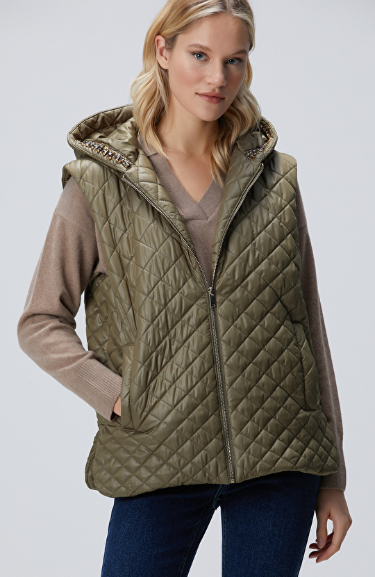 Haki Kapitoneli Casual Yelek