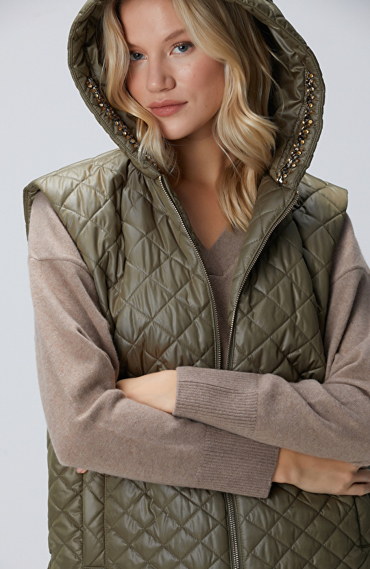 Haki Kapitoneli Casual Yelek