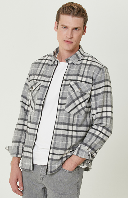 Siyah Gri Ekose Desenli Gömlek