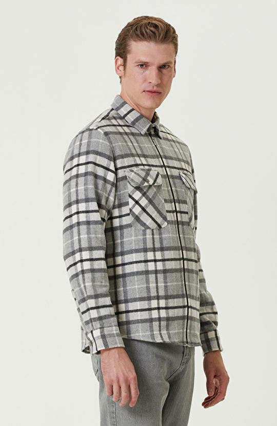 Siyah Gri Ekose Desenli Gömlek