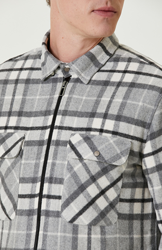 Siyah Gri Ekose Desenli Gömlek