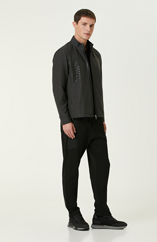 Antrasit Deri Baskılı Mont