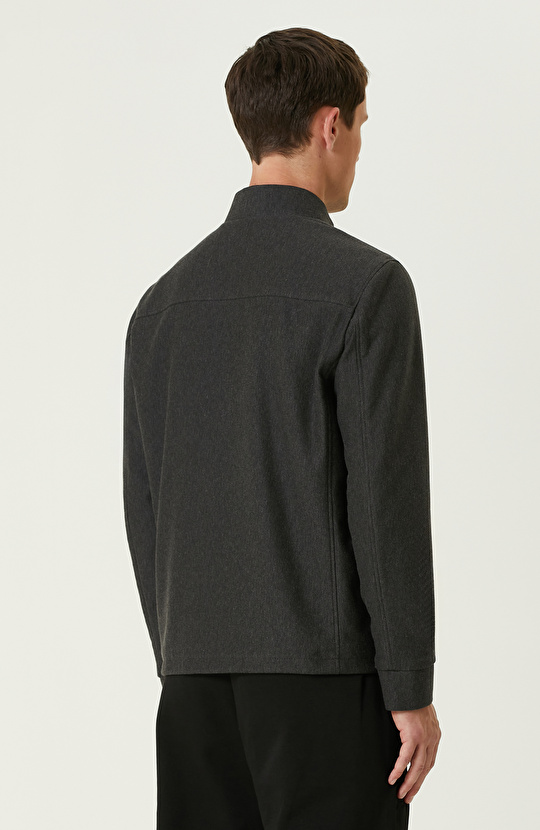 Antrasit Deri Baskılı Mont