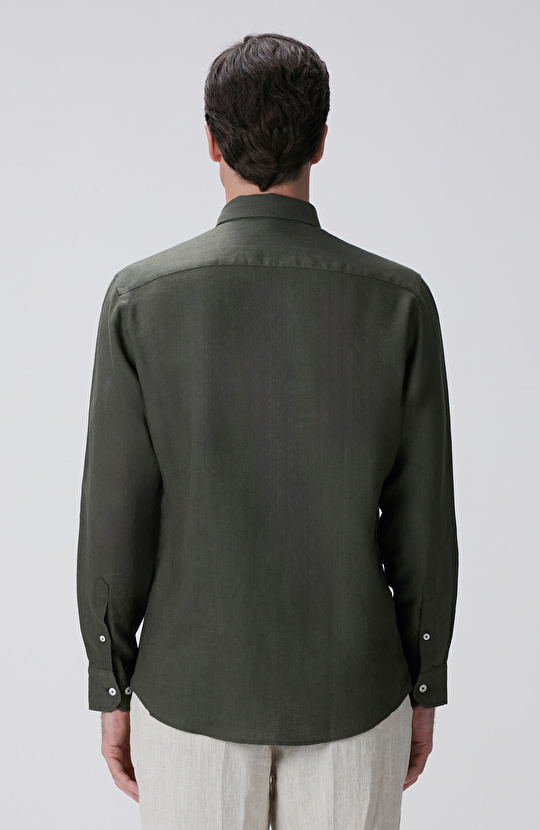 Haki Keten Gömlek