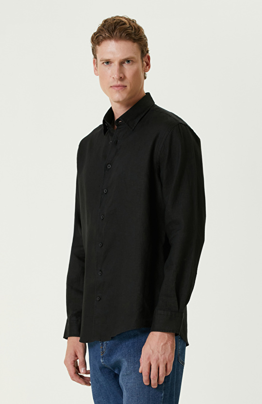 Siyah Keten Gömlek