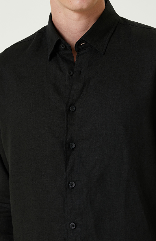 Siyah Keten Gömlek