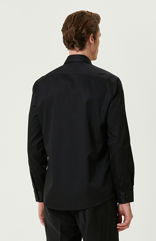 Siyah Non-Iron Saten Gömlek