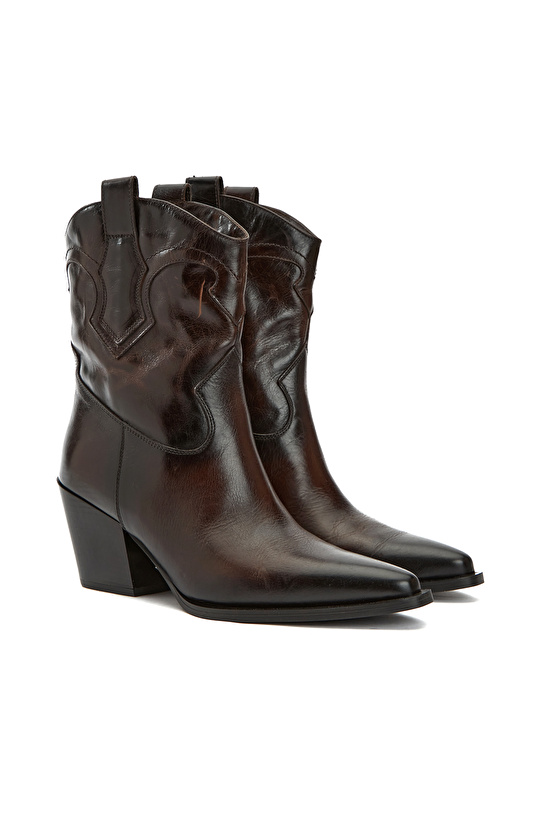 Kahverengi Kadın Deri Bot