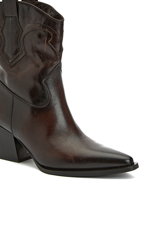 Kahverengi Kadın Deri Bot