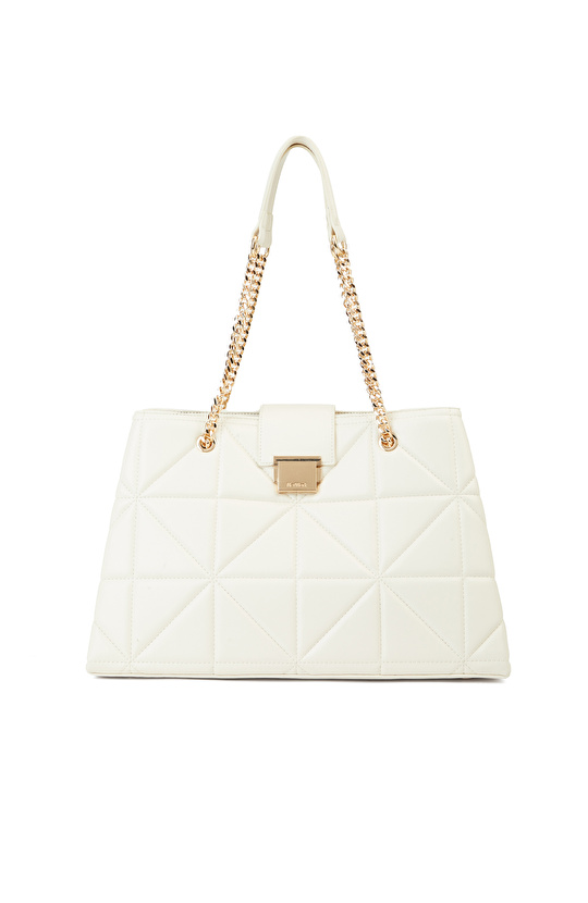 Kırık Beyaz Kapitoneli Kadın Çanta