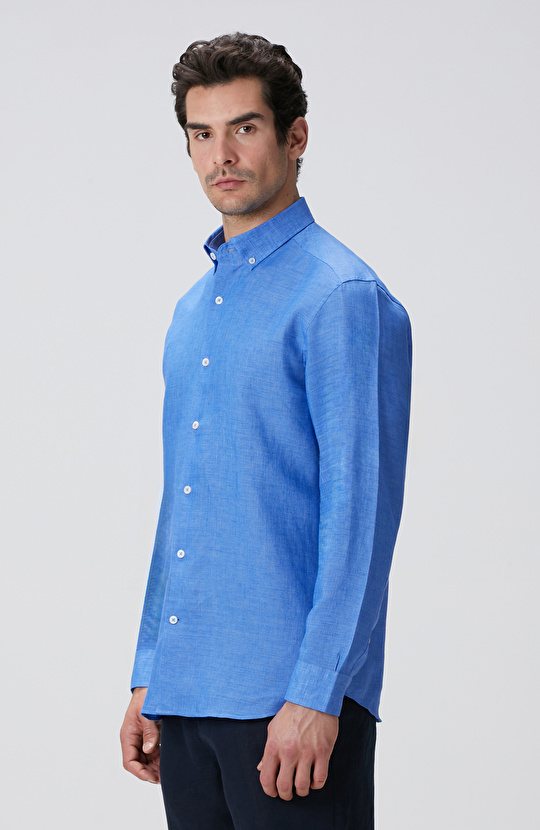Mavi Keten Gömlek