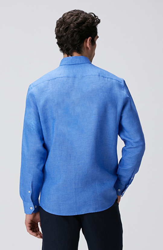Mavi Keten Gömlek