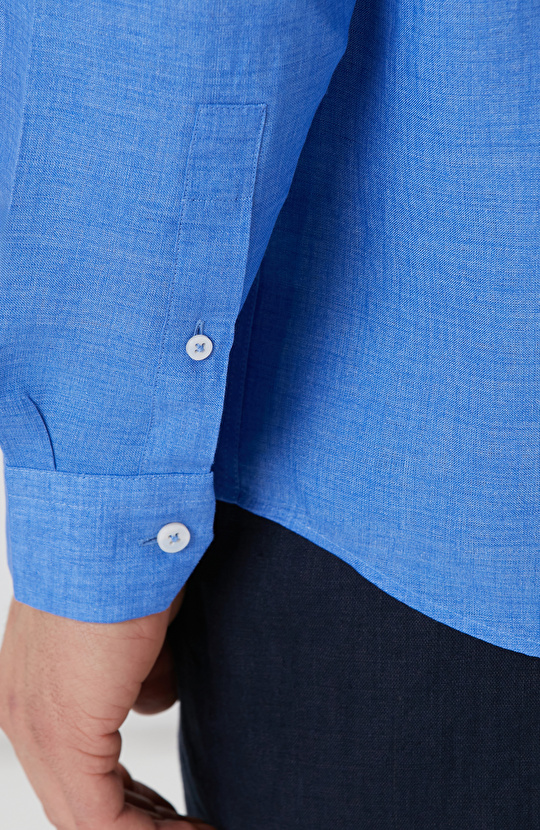 Mavi Keten Gömlek