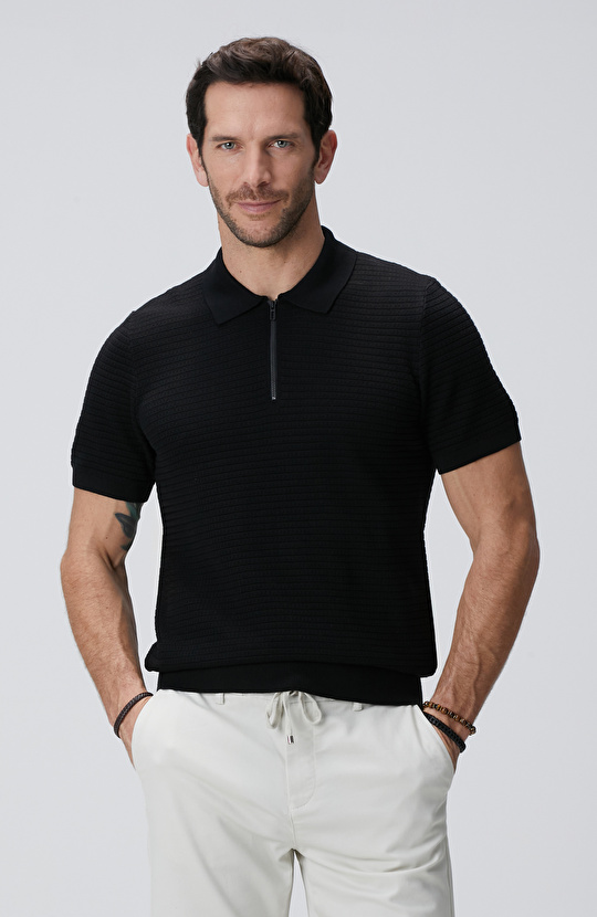 Siyah Kısa Kollu Kazak