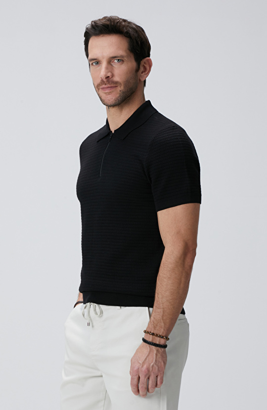 Siyah Kısa Kollu Kazak