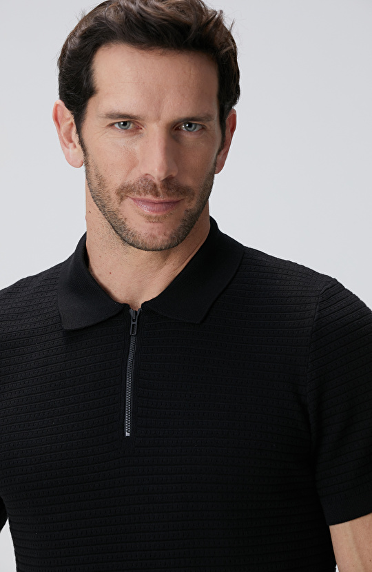 Siyah Kısa Kollu Kazak