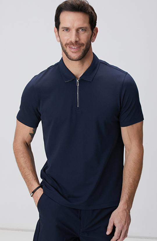 N-Tech Lacivert Polo Yaka Merserize T-shirt