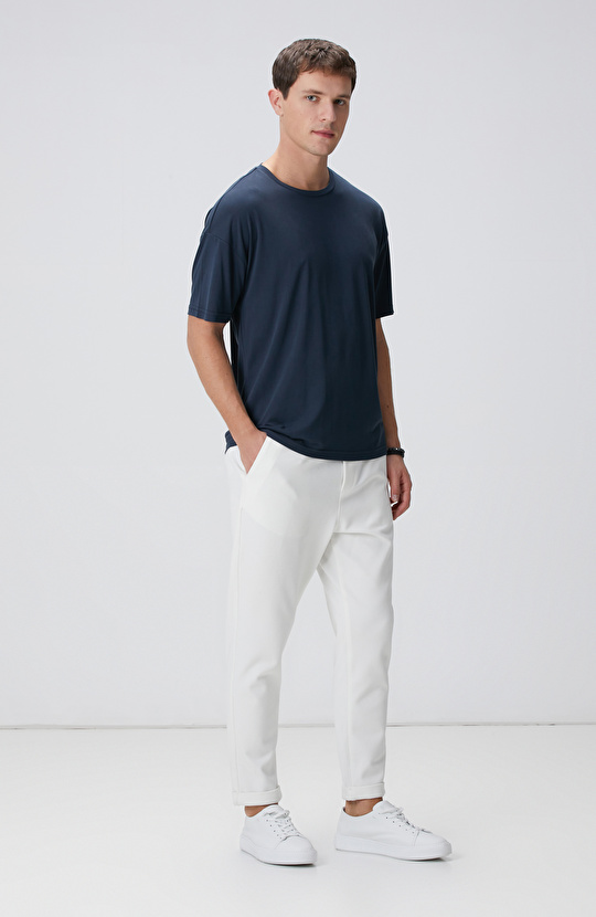 Lacivert Modal Karışımlı T-shirt