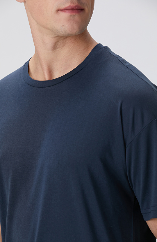 Lacivert Modal Karışımlı T-shirt