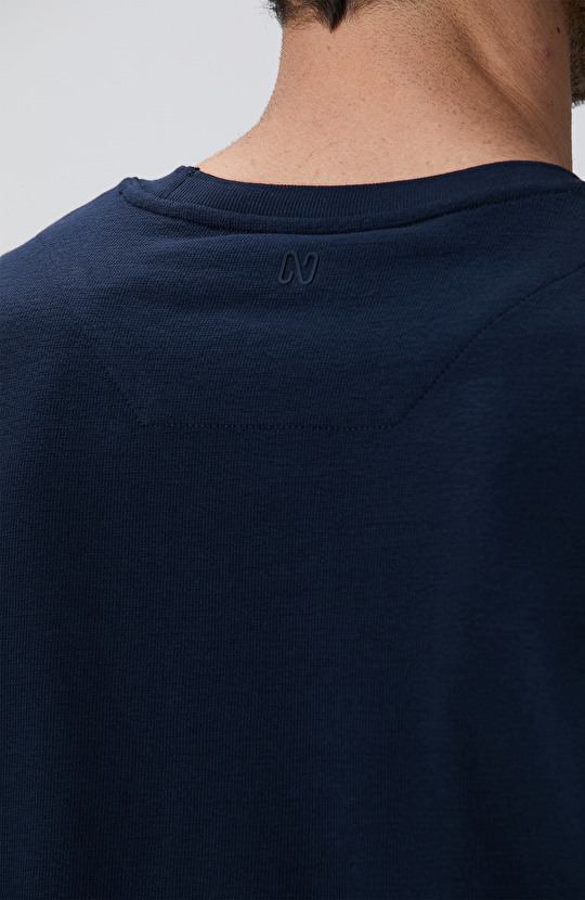 Lacivert Jakarlı T-shirt