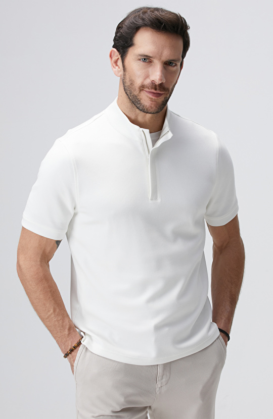 Kırık Beyaz Kısa Kollu Sweatshirt