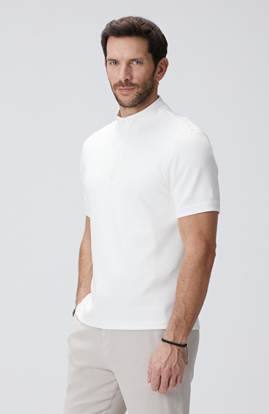 Kırık Beyaz Kısa Kollu Sweatshirt