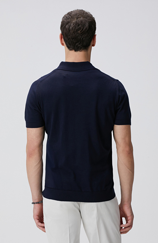 Lacivert Polo Yaka Triko Kazak