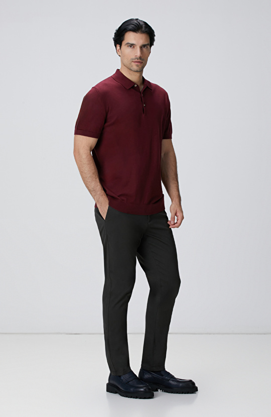 Bordo Polo Yaka Triko Kazak