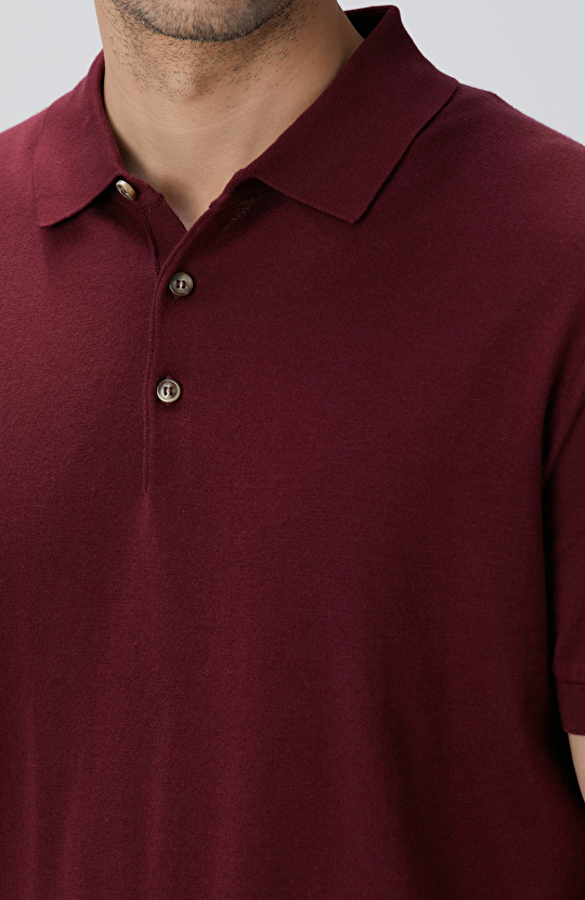 Bordo Polo Yaka Triko Kazak