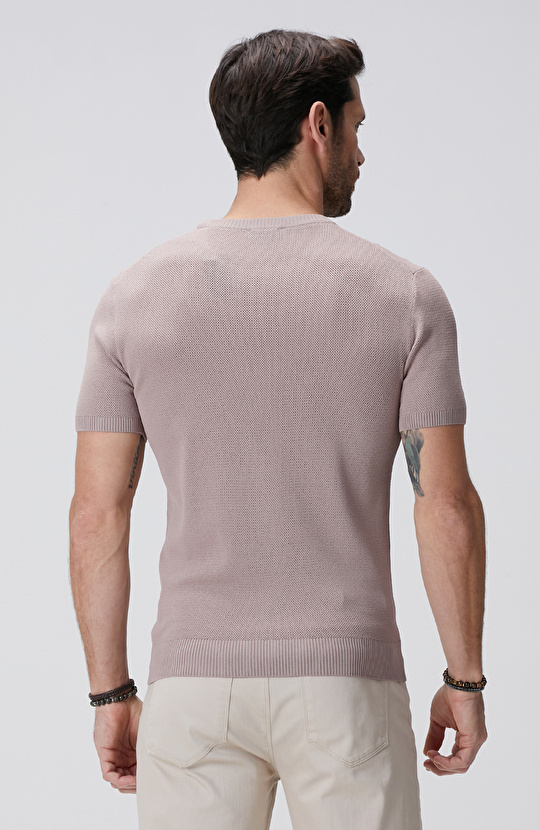 Pembe Jakarlı Triko Kazak