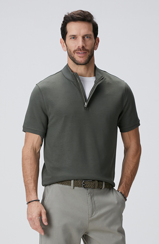 Haki Kısa Kollu Sweatshirt