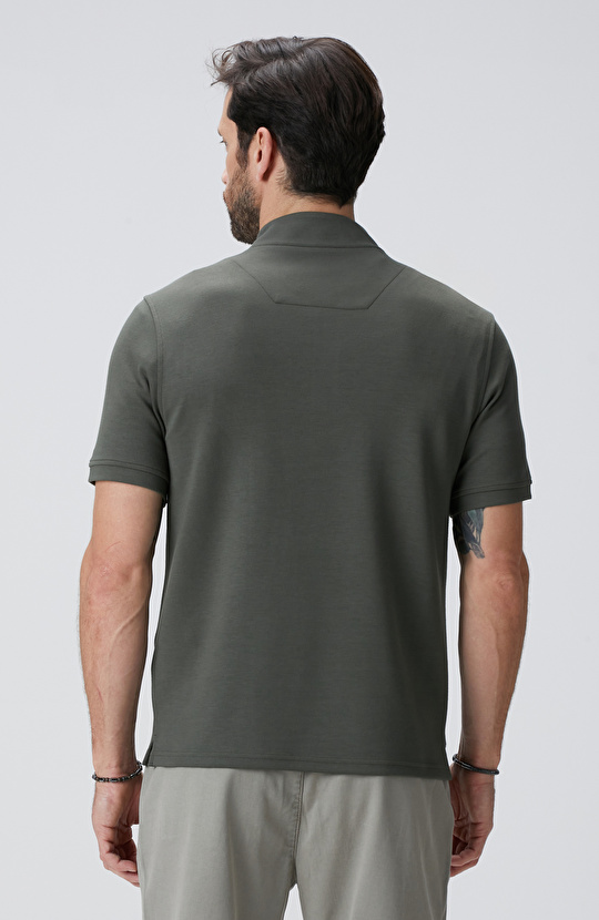 Haki Kısa Kollu Sweatshirt