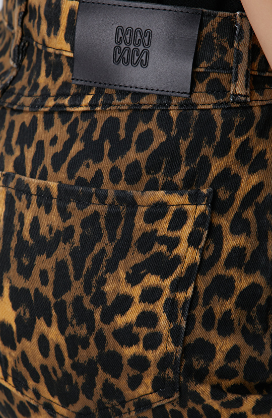 Straight Fit Desenli Denim Pantolon