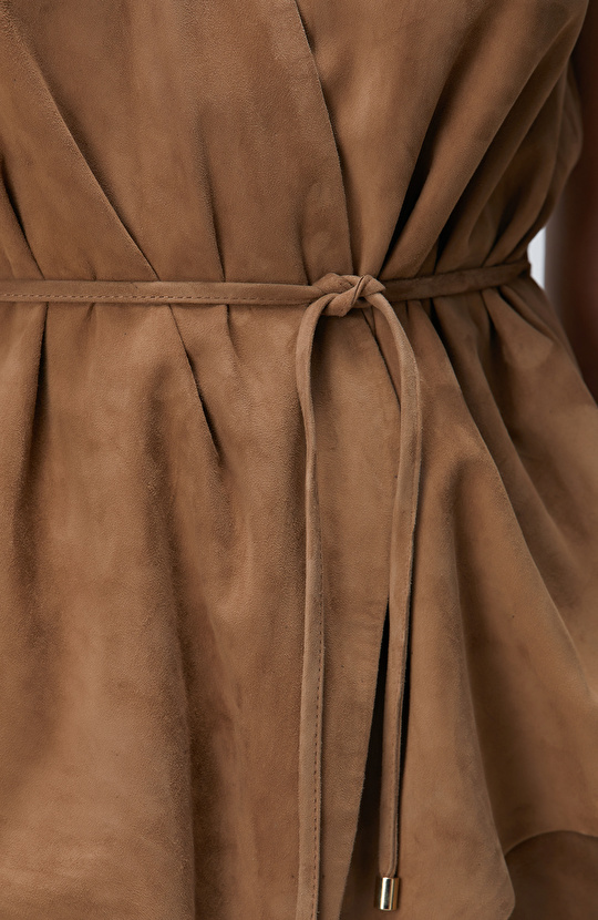 Açık Kahverengi Deri Yelek