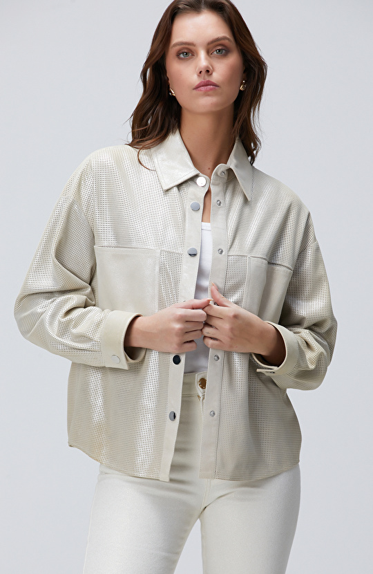 Taş Varaklı Deri Gömlek Taş Varaklı Deri Gömlek