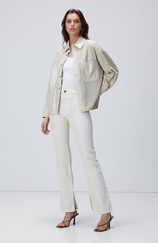 Taş Varaklı Deri Gömlek