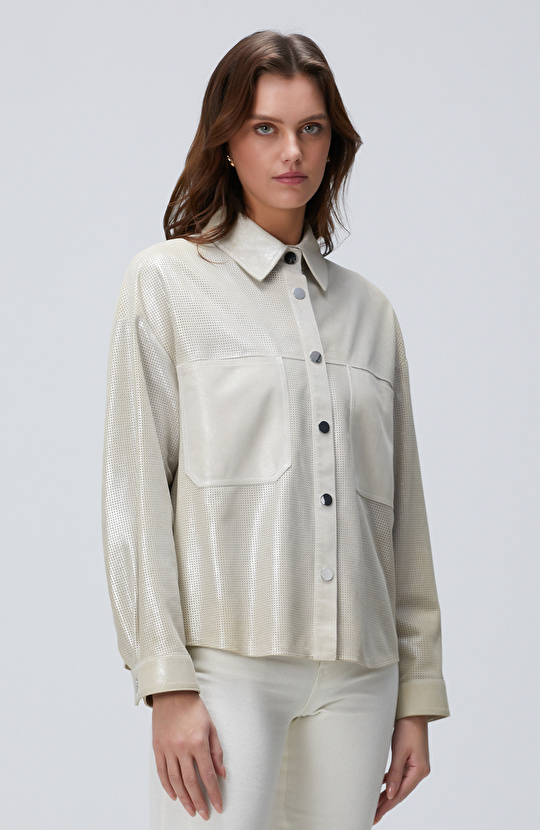 Taş Varaklı Deri Gömlek