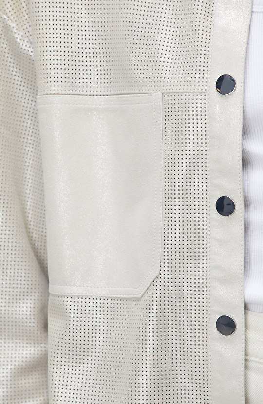 Taş Varaklı Deri Gömlek