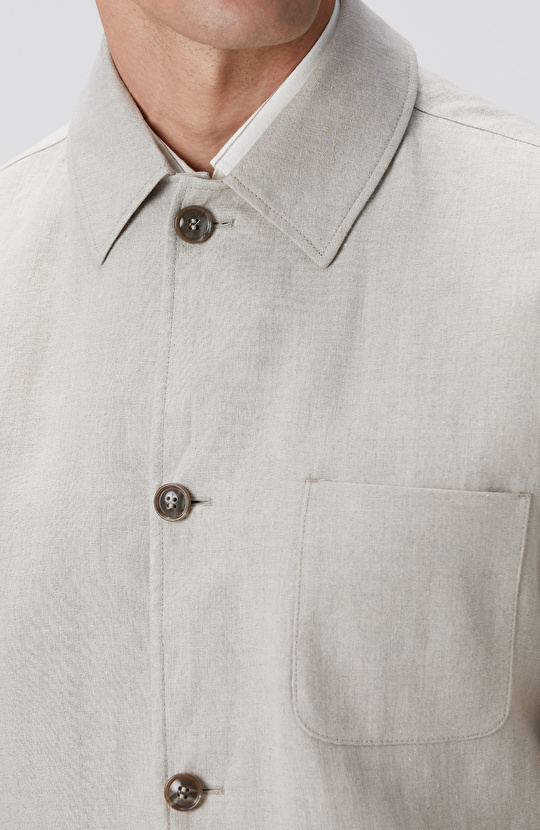 Naturel Keten Karışımlı Ceket