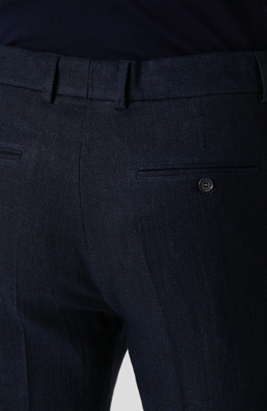 Lacivert Keten Karışımlı Jogger Pantolon