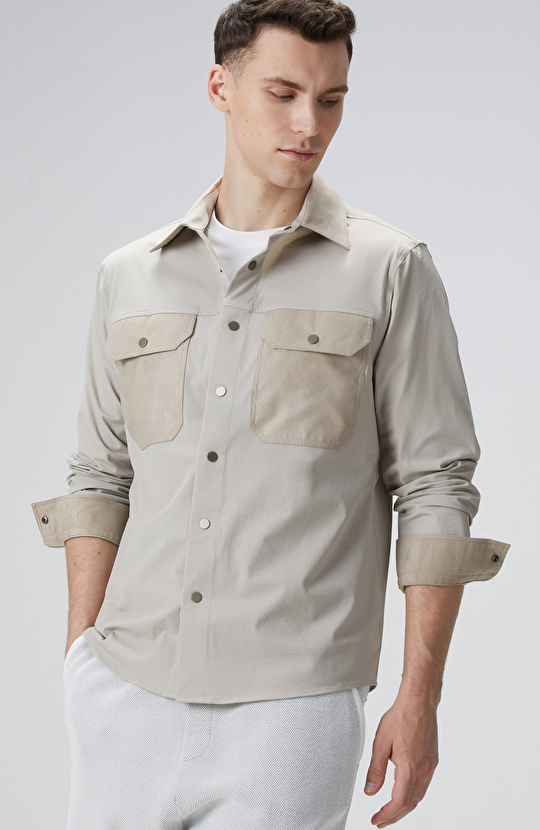 N-Tech Taş Süet Detaylı Dış Gömlek