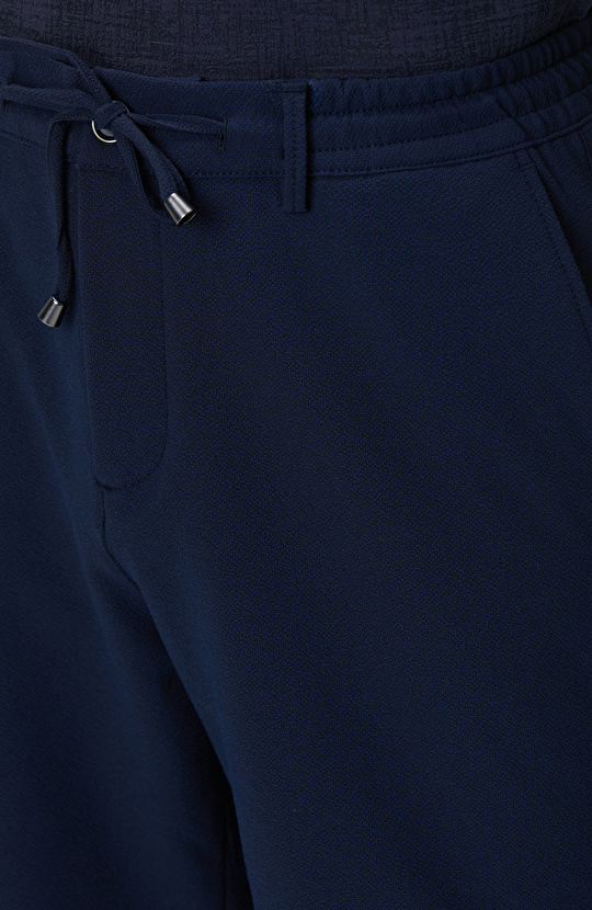 Lacivert Gofre Desenli Şort