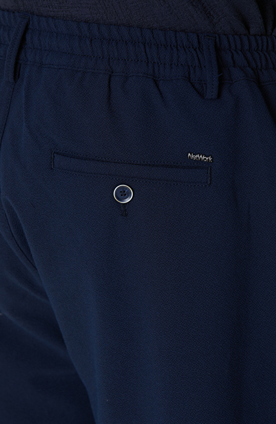 Lacivert Gofre Desenli Şort