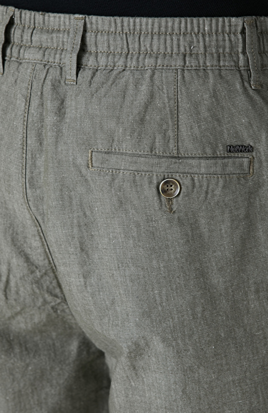 Haki Keten Karışımlı Şort