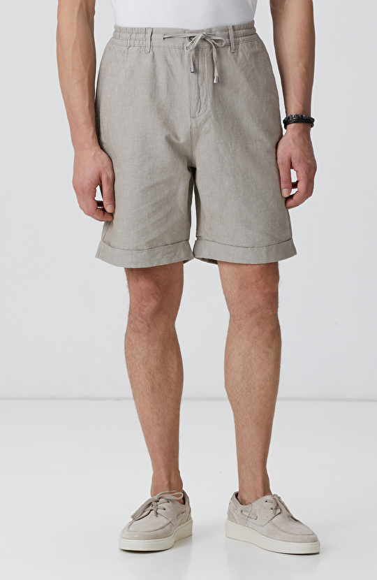 Vizon Keten Karışımlı Şort