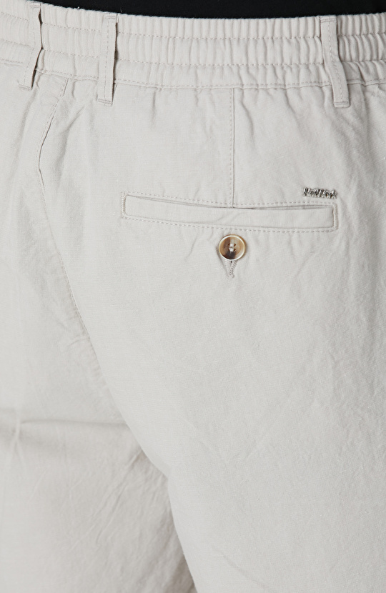 Bej Keten Karışımlı Şort