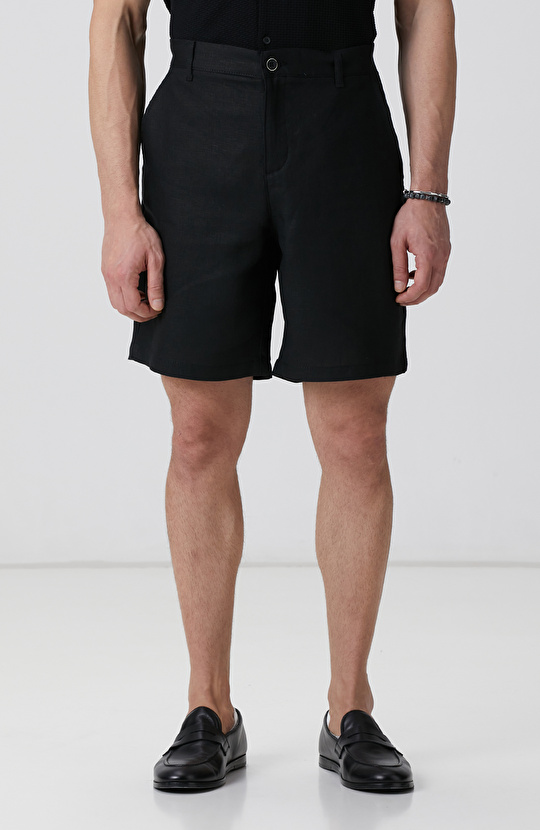 Siyah Keten Chino Şort