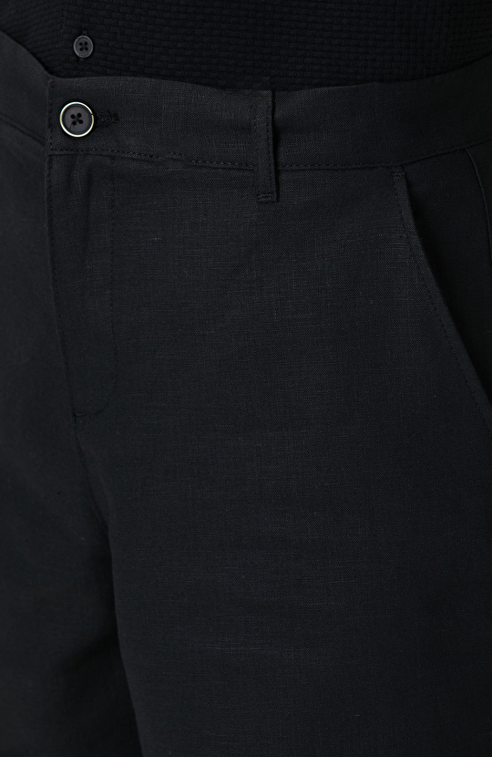 Siyah Keten Chino Şort