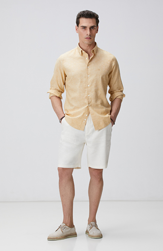 Ekru Keten Chino Şort