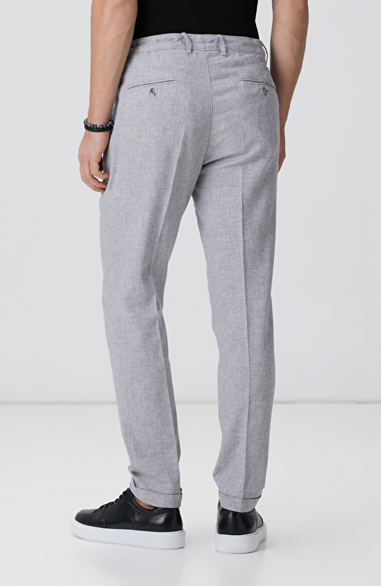 Gri Keten Karışımlı Pantolon